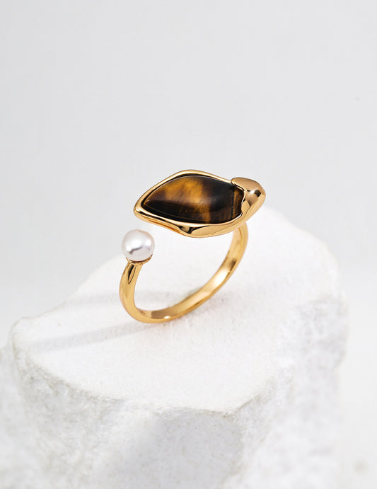 Lulu & Evie – Dawn Dew Tiger’s Eye Ring