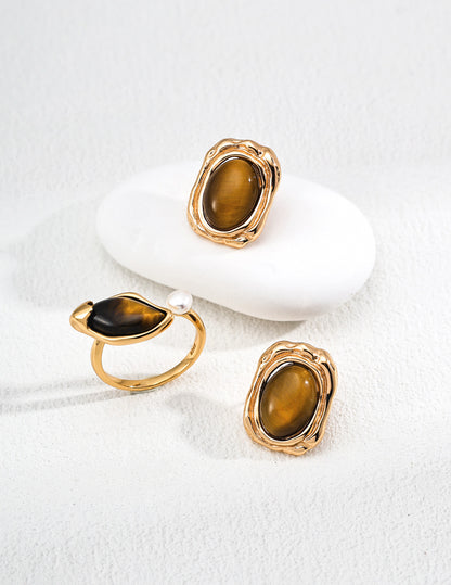 Lulu & Evie – Dawn Dew Tiger’s Eye Ring