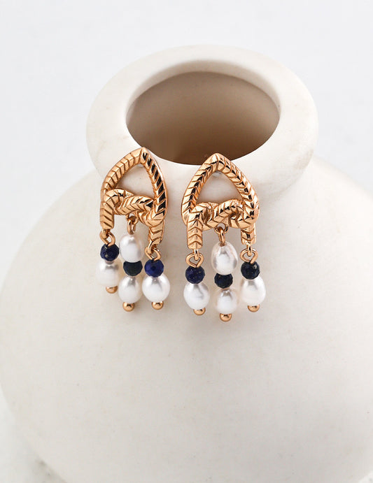 Lulu & Evie – Lapis & Pearl Drop Earrings