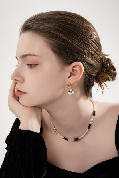 Lulu & Evie – Lapis & Pearl Drop Earrings