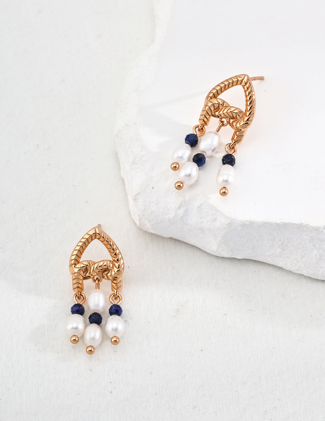 Lulu & Evie – Lapis & Pearl Drop Earrings