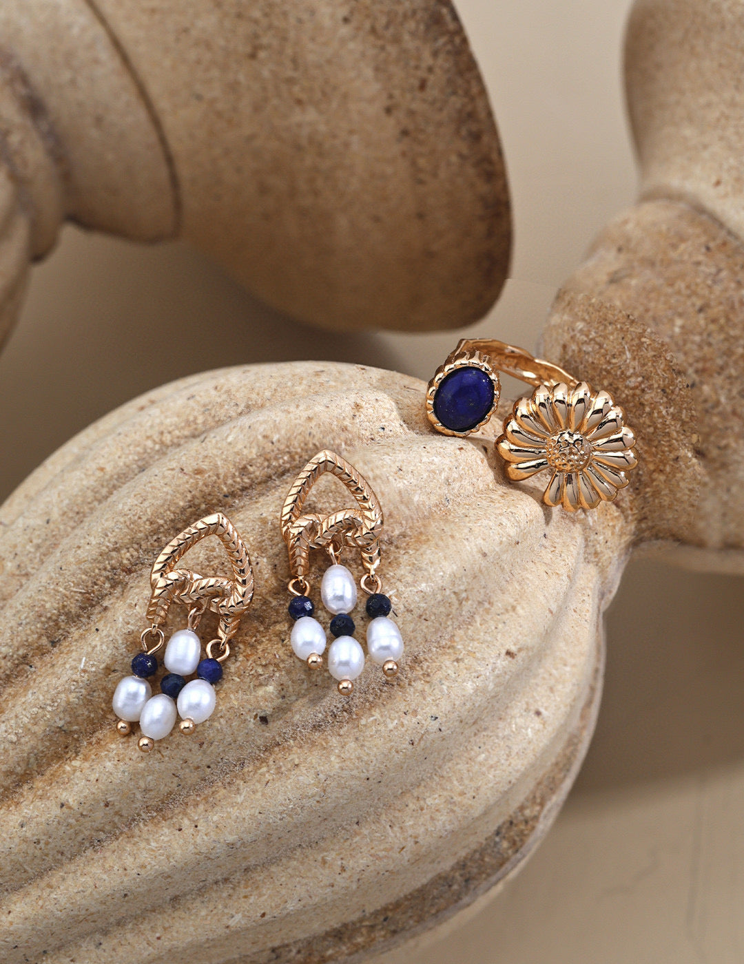 Lulu & Evie – Lapis & Pearl Drop Earrings