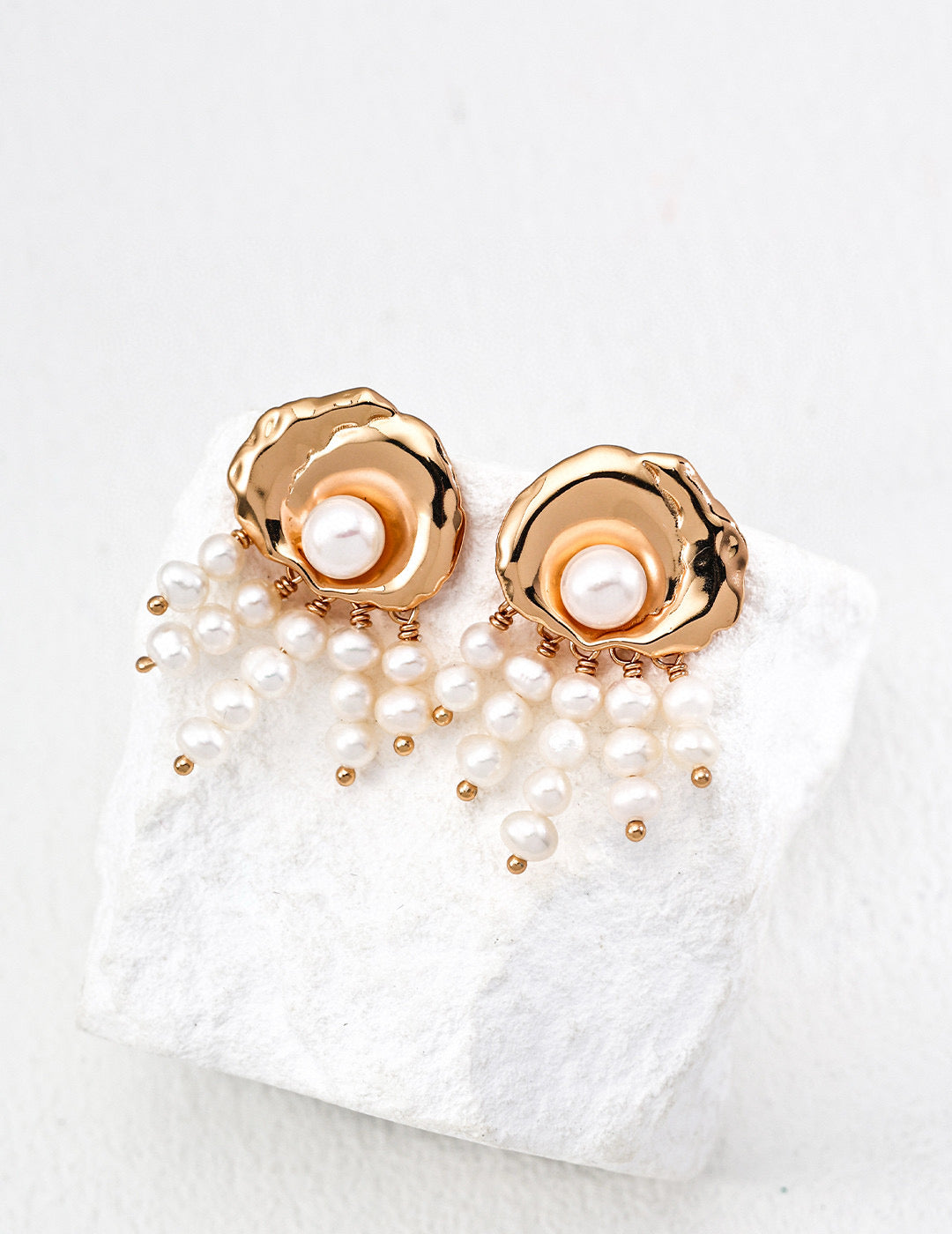 Golden Pearl Cascade Earrings | Grace Meets the Sea