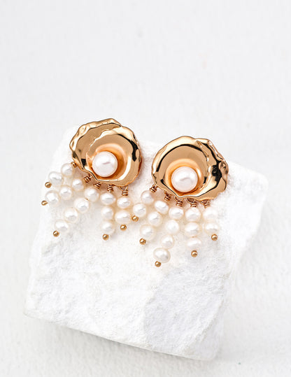 Golden Pearl Cascade Earrings | Grace Meets the Sea