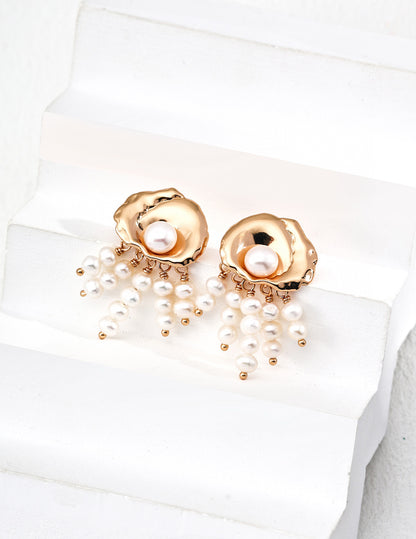 Golden Pearl Cascade Earrings | Grace Meets the Sea