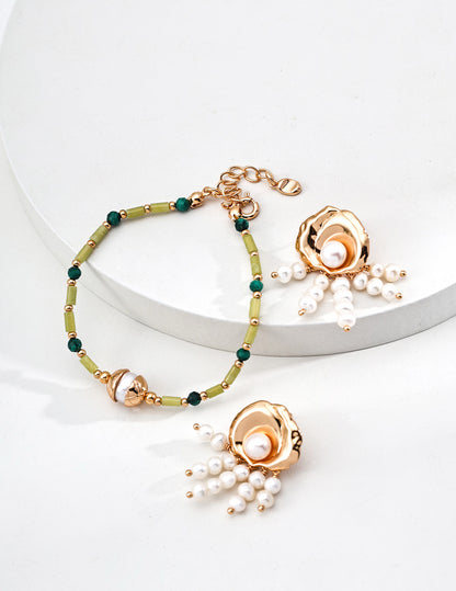 Golden Pearl Cascade Earrings | Grace Meets the Sea