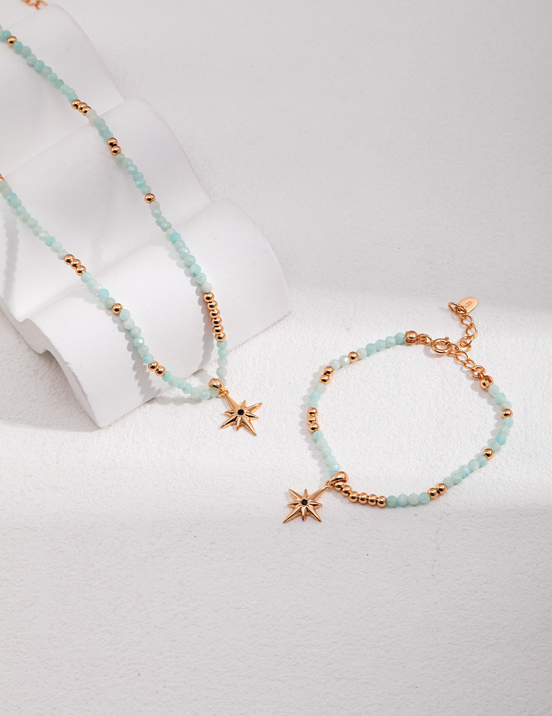Natural Jade Star Necklace & Bracelet