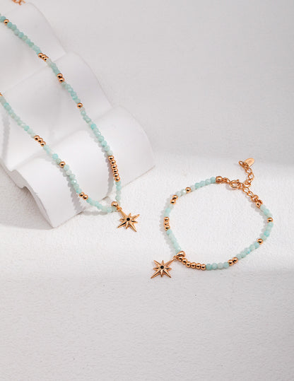 Natural Jade Star Necklace & Bracelet