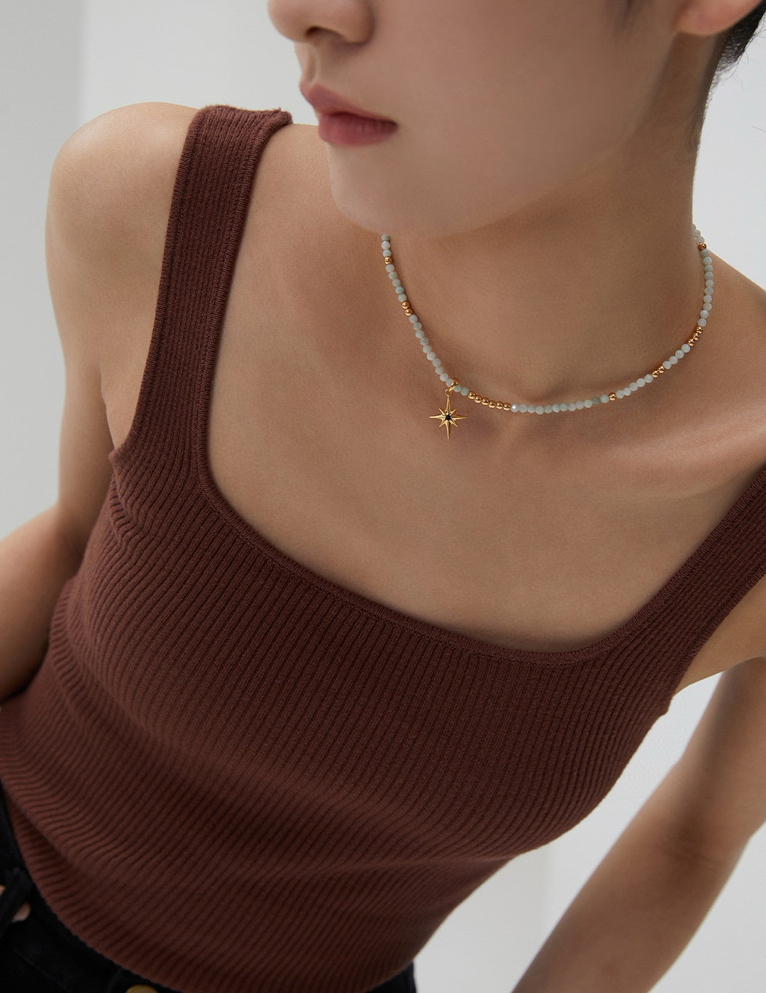 Natural Jade Star Necklace & Bracelet