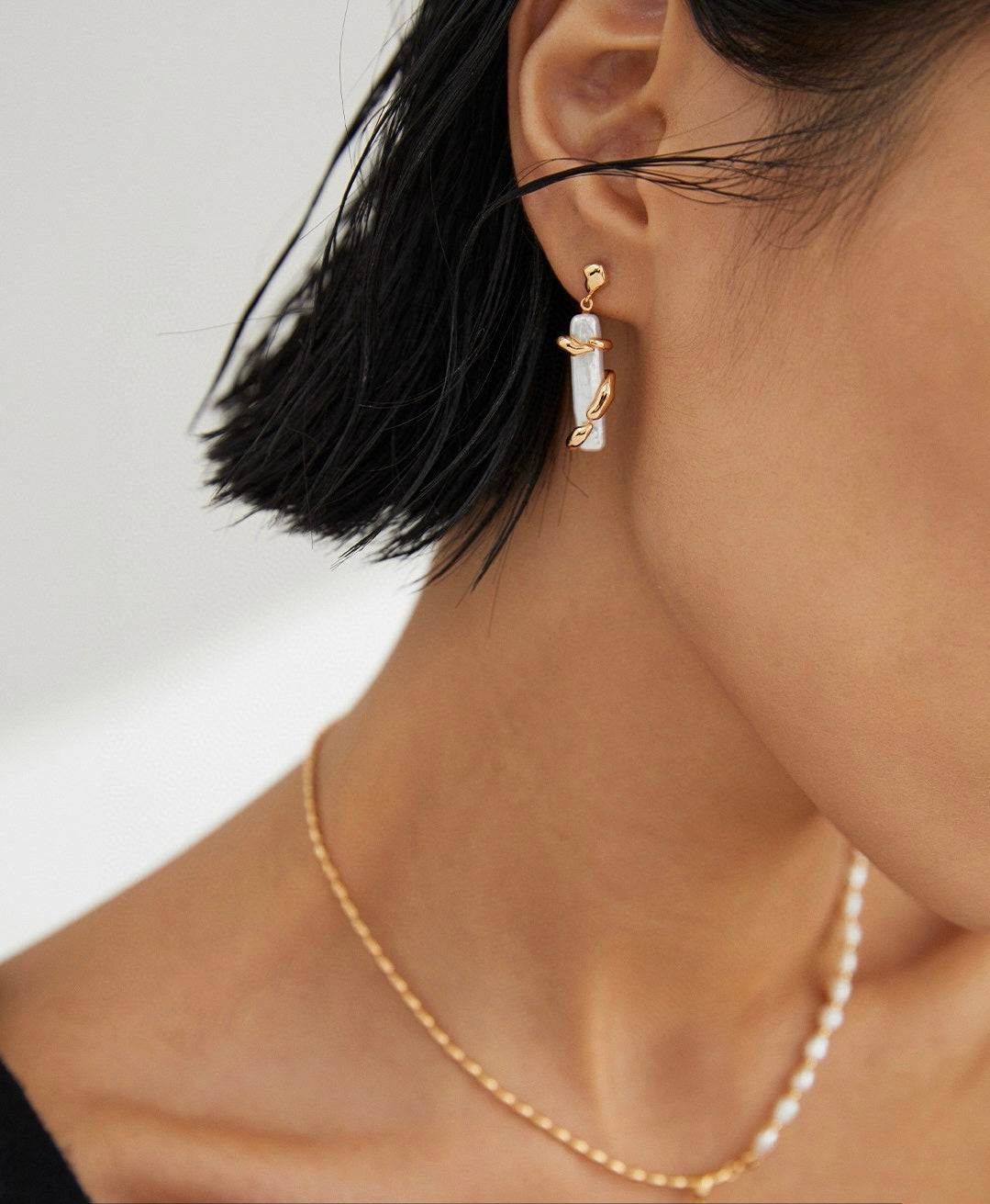 S925 Silver/gold plated/Small strips of natural pearl earrings ,necklace ,ring