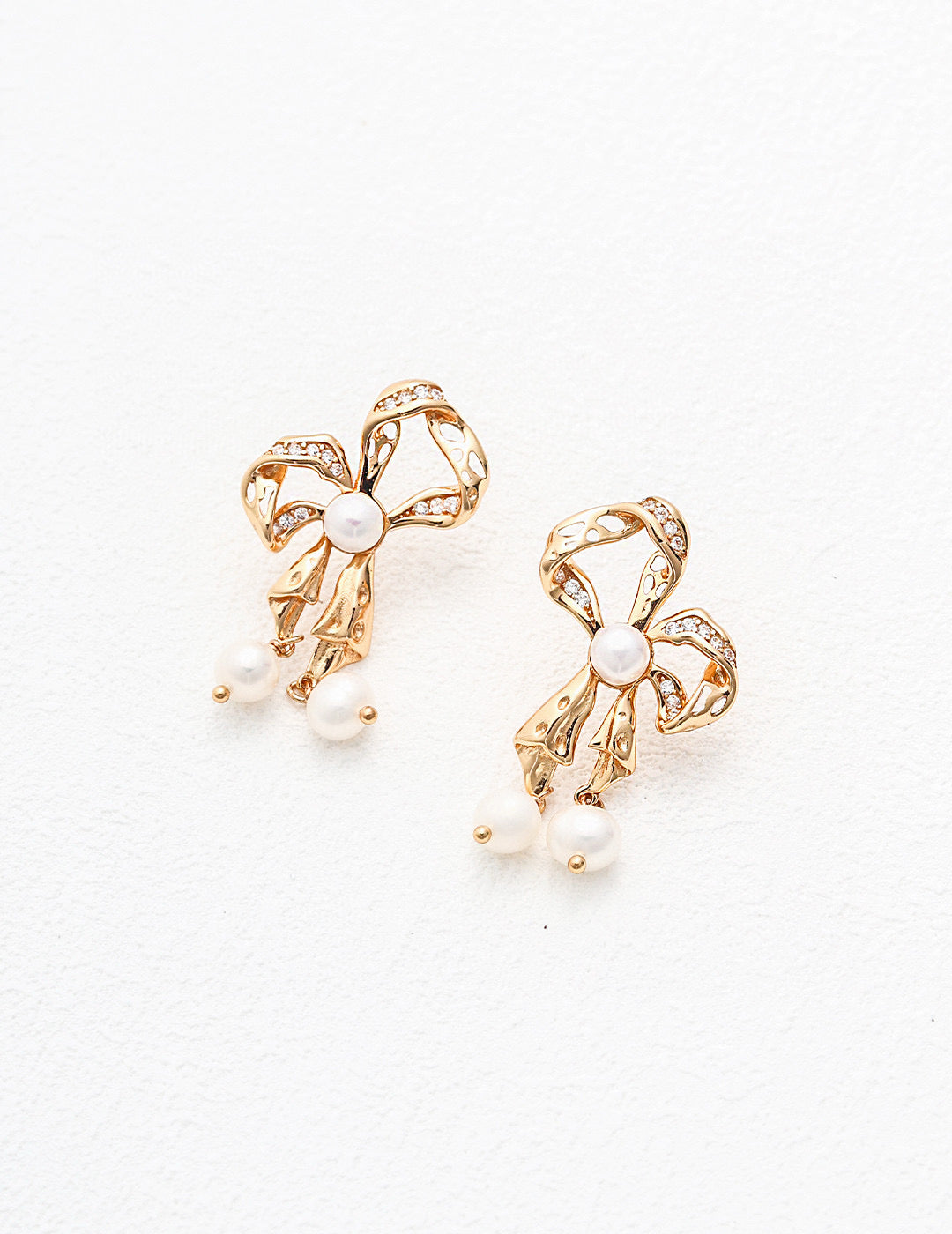 Graceful Bow Pearl Earrings