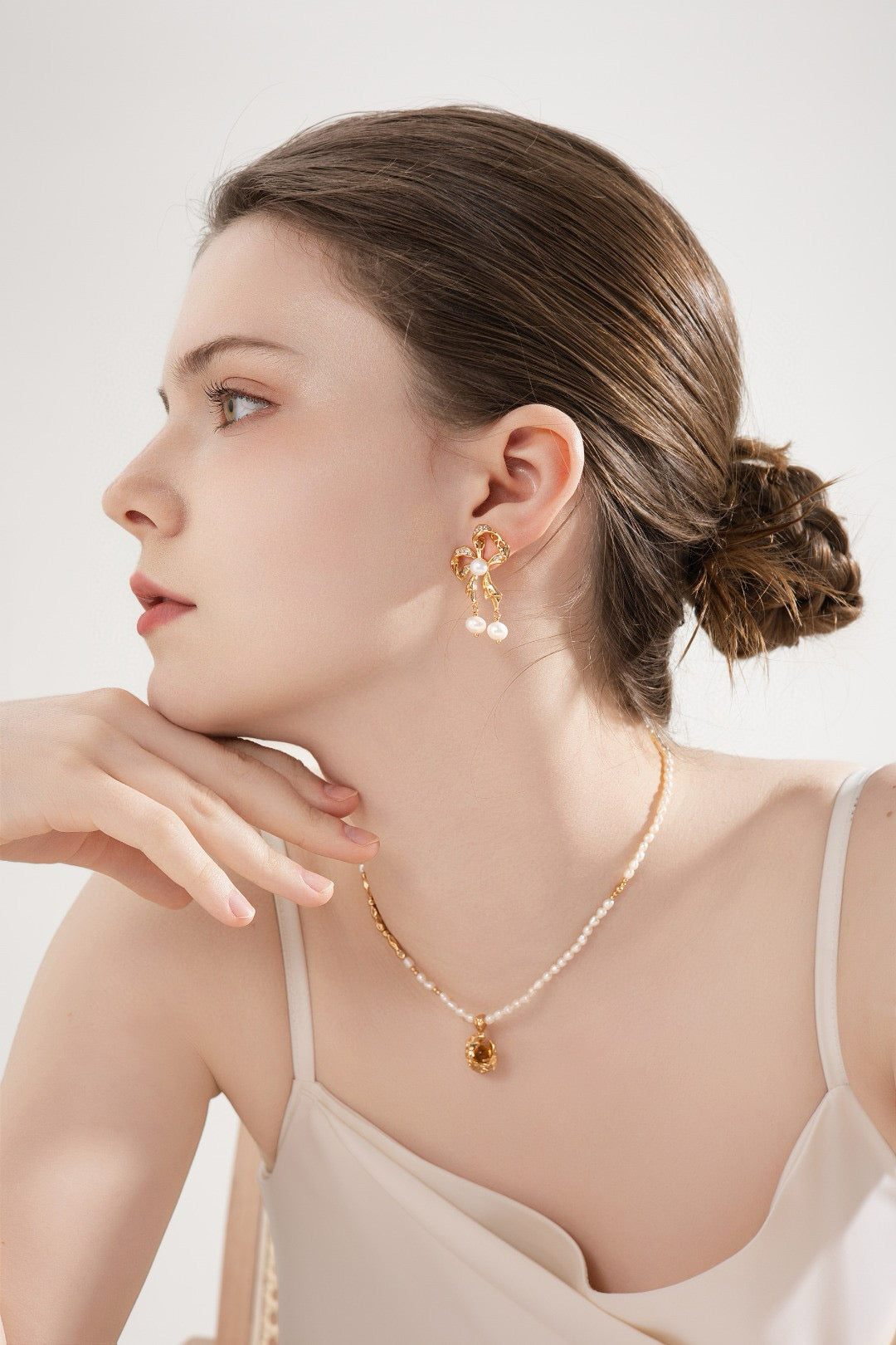 Graceful Bow Pearl Earrings