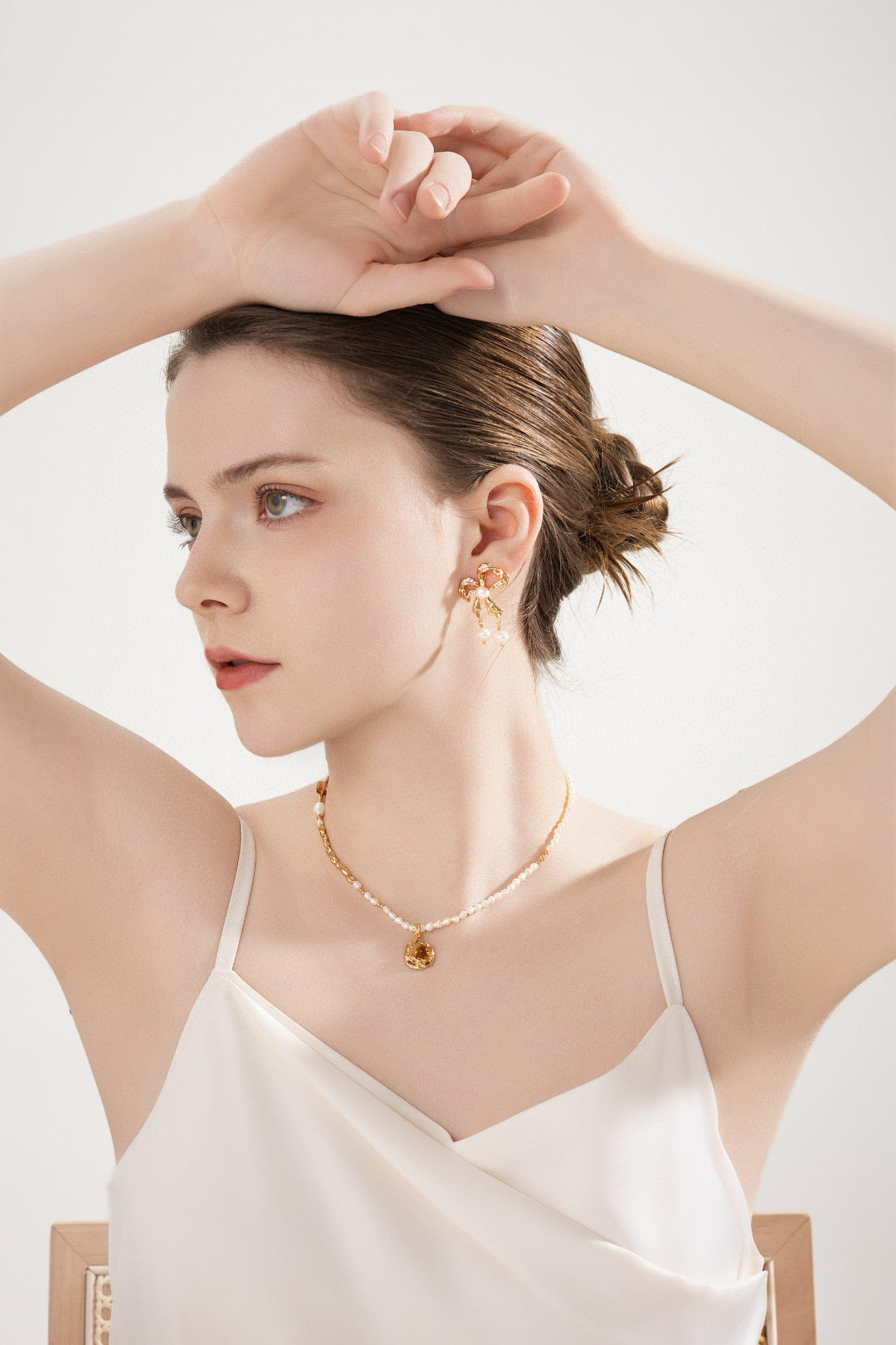 Graceful Bow Pearl Earrings