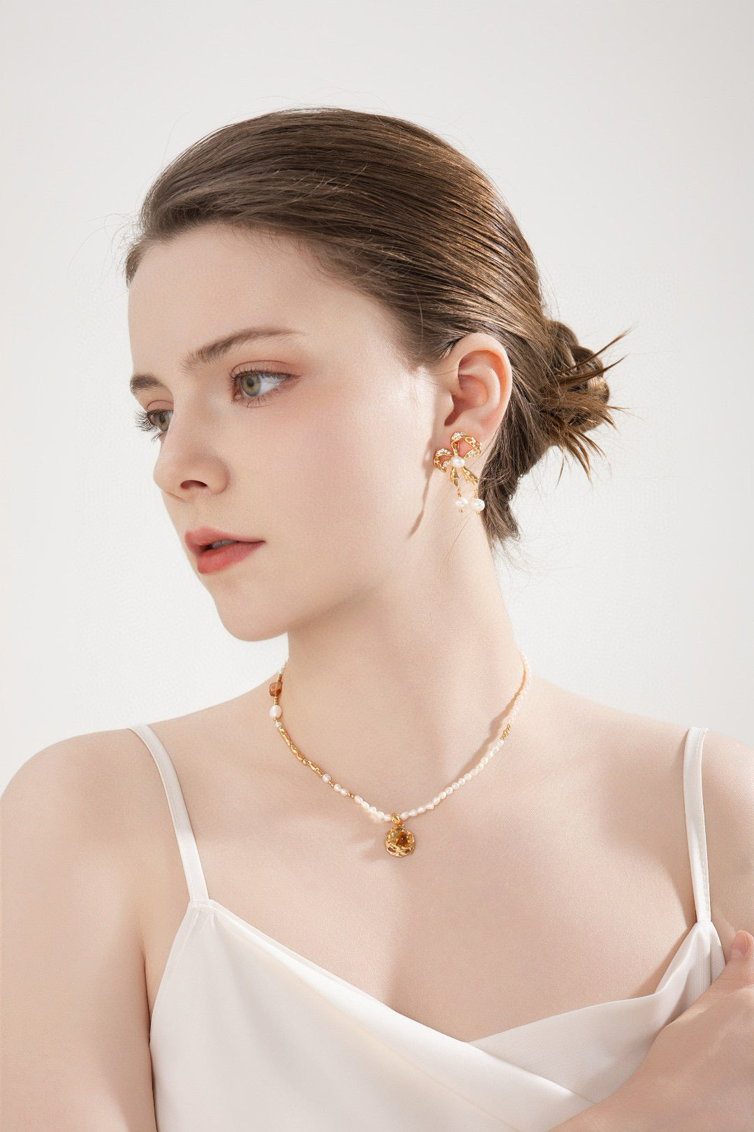 Graceful Bow Pearl Earrings