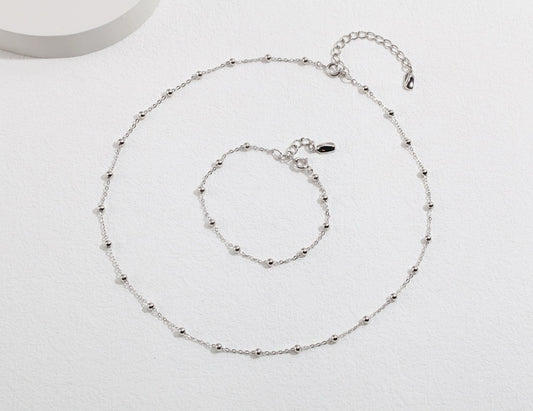 Minimal Bead Necklace & Bracelet Set