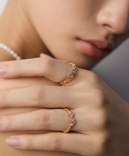 Twisted Zircon Bangle & Ring Set