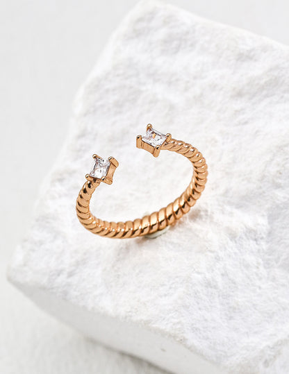 Twisted Zircon Bangle & Ring Set