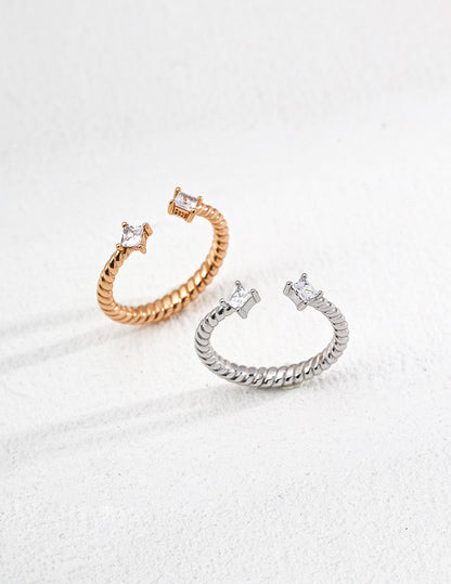 Twisted Zircon Bangle & Ring Set