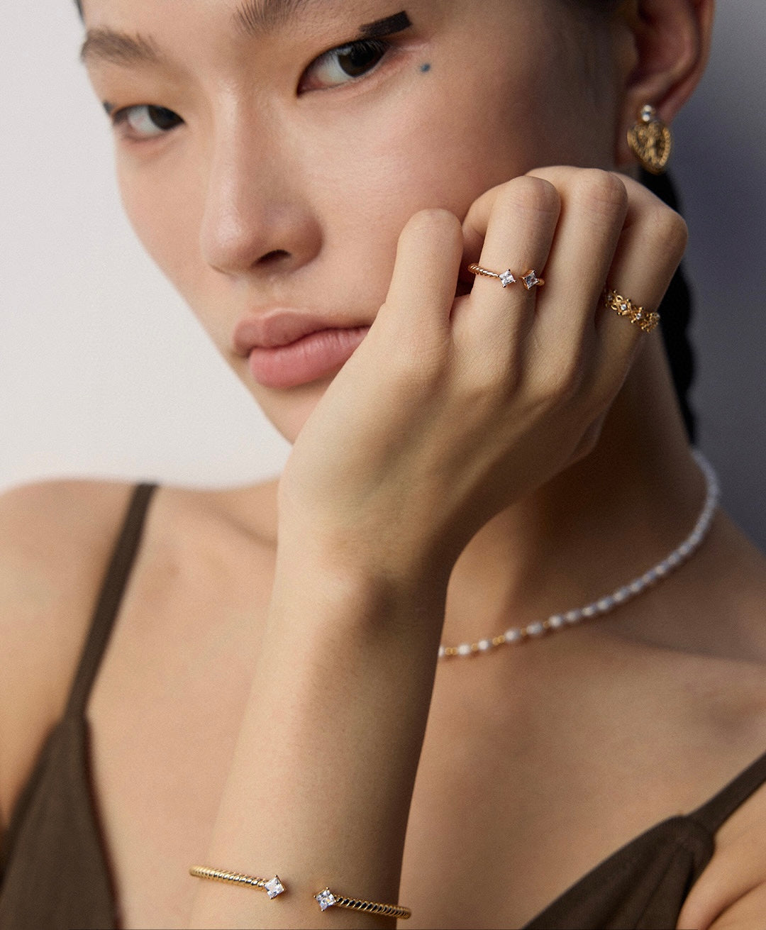 Twisted Zircon Bangle & Ring Set