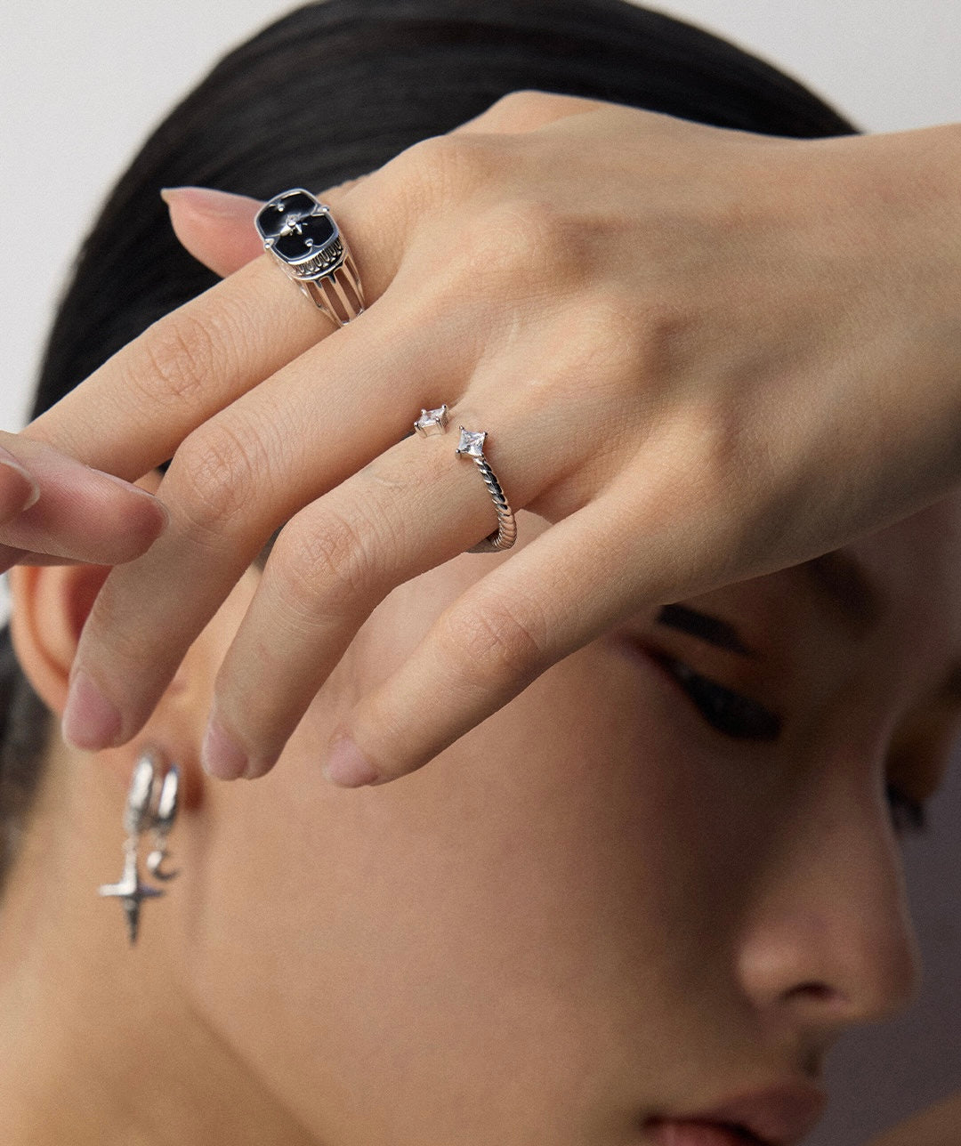 Twisted Zircon Bangle & Ring Set