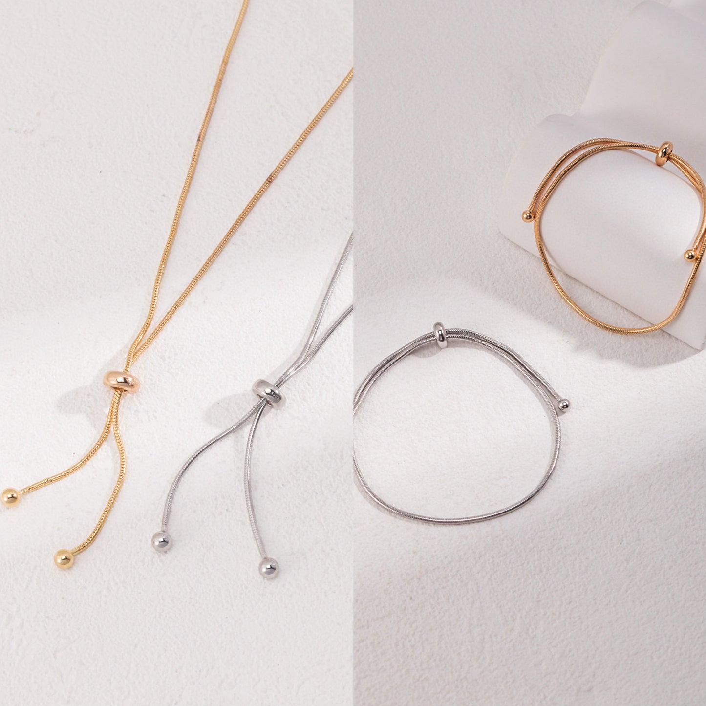 Sleek Adjustable Chain Set — Necklace & Bracelet