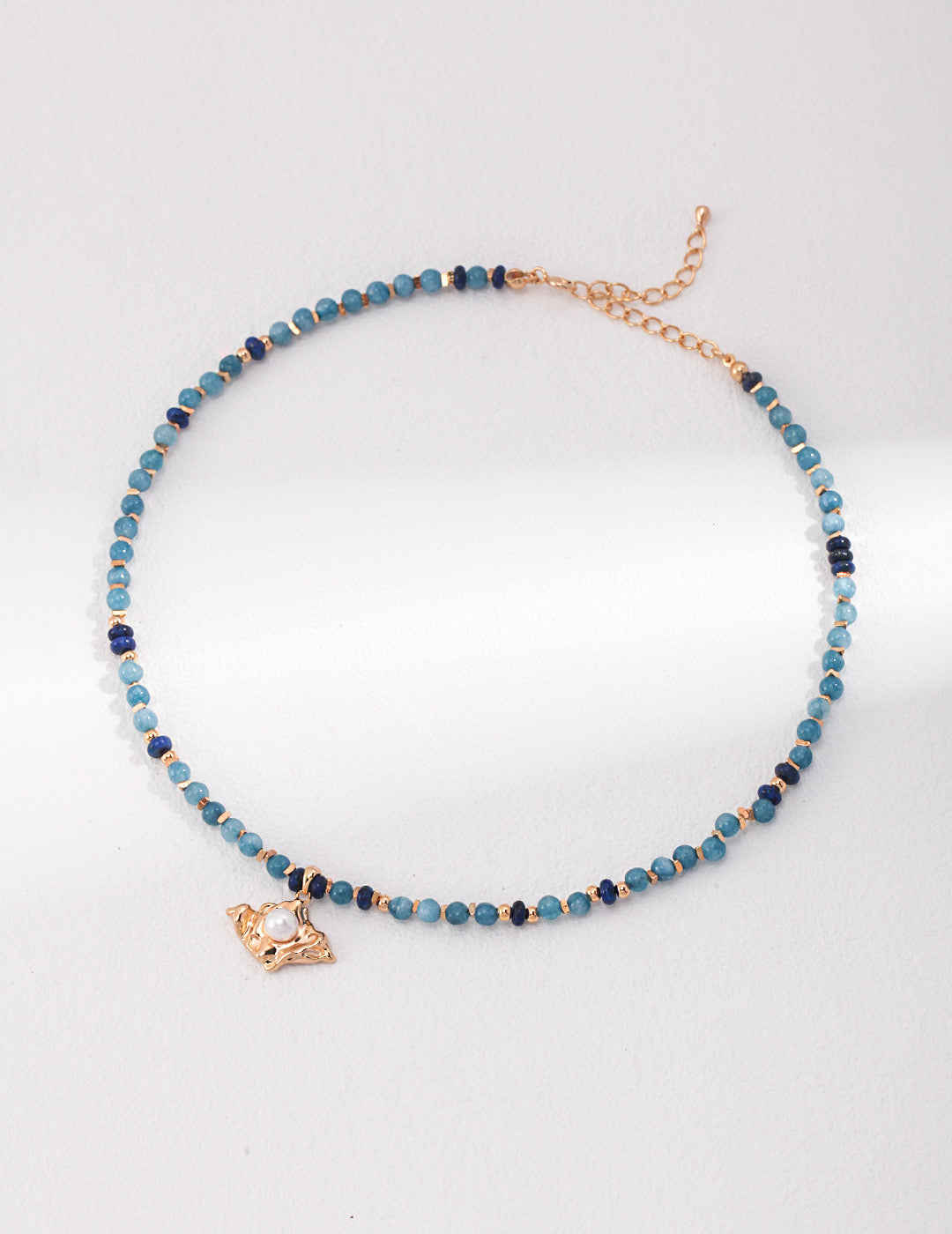 Apatite & Lapis Lazuli Pearl Necklace and Earrings Set