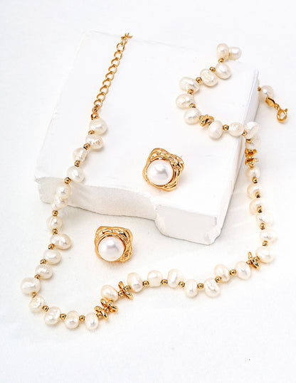 Baroque Freshwater Pearl Necklace & Bracelet Set