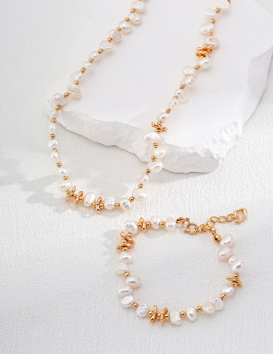 Baroque Freshwater Pearl Necklace & Bracelet Set