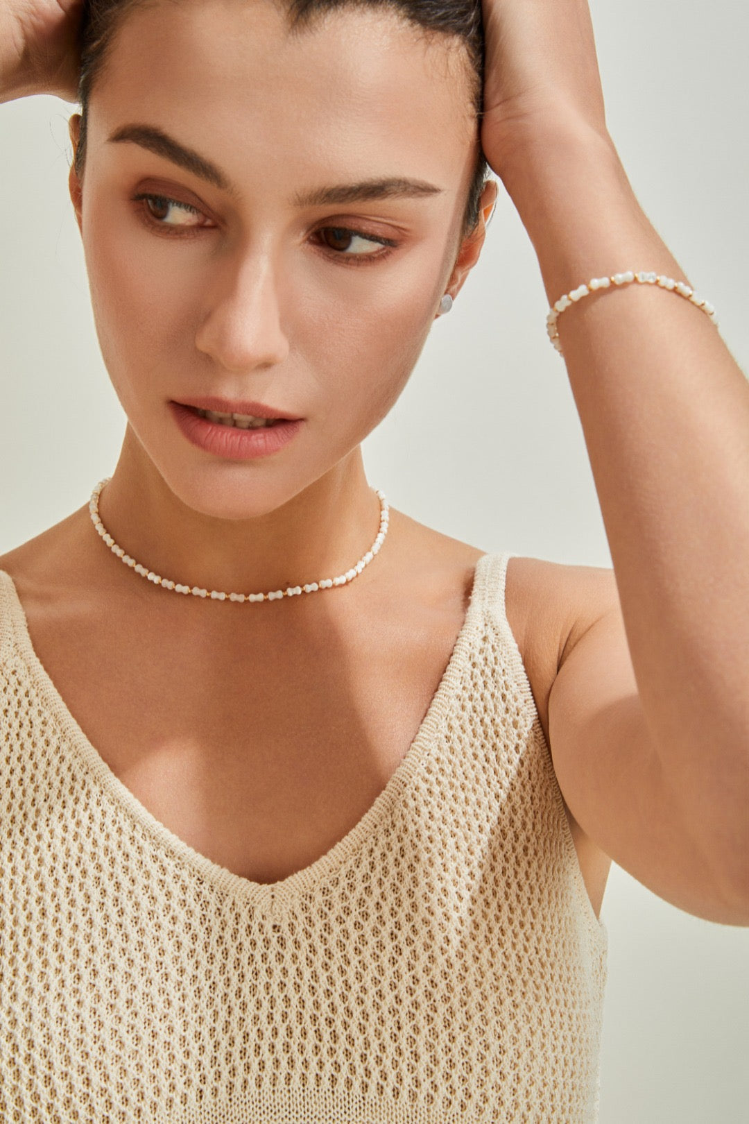 Minimal Pearl Bar Set – Necklace & Bracelet