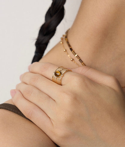 S925 Silver Tiger’s Eye Jewelry Set