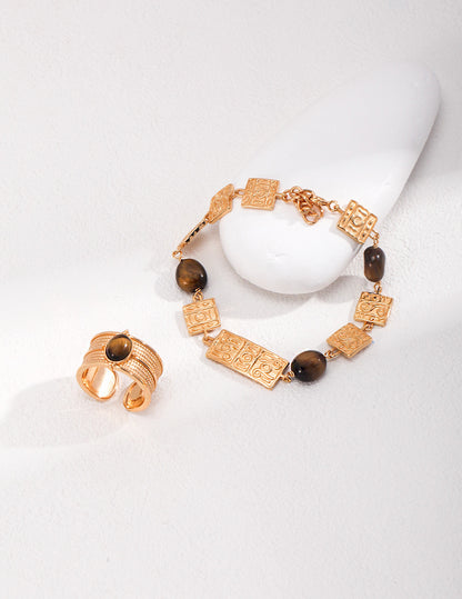 S925 Silver Tiger’s Eye Jewelry Set