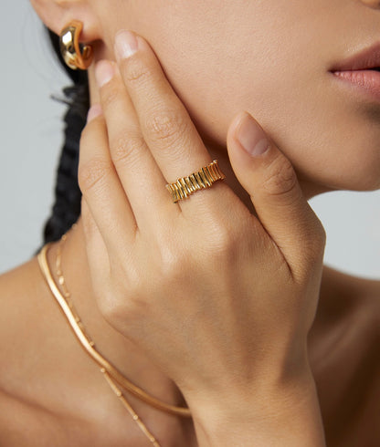 S925 Silver Textured Ring & Earrings Set