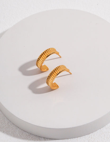 S925 Silver Textured Ring & Earrings Set