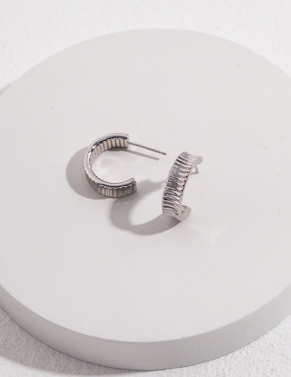 S925 Silver Textured Ring & Earrings Set