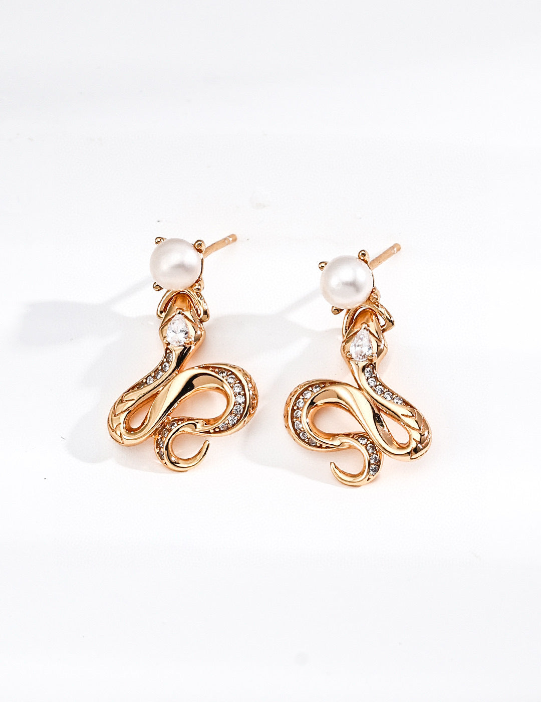 🐍 Whispers of the Serpent · S925 Silver Pearl & Zircon Earrings