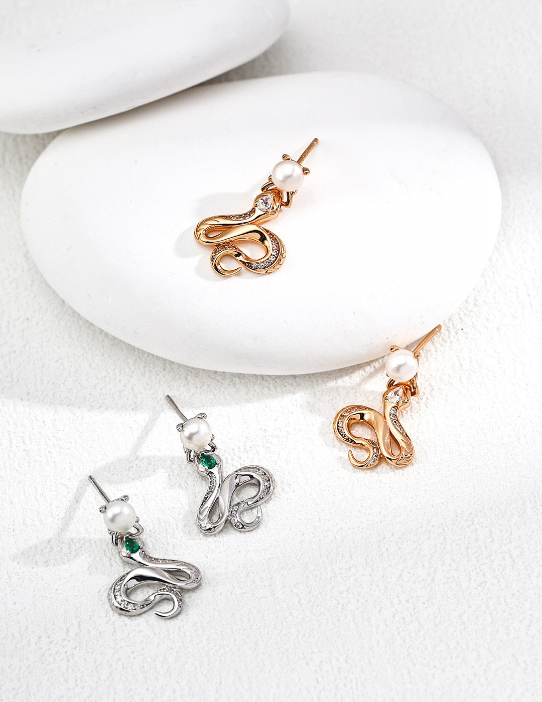 🐍 Whispers of the Serpent · S925 Silver Pearl & Zircon Earrings