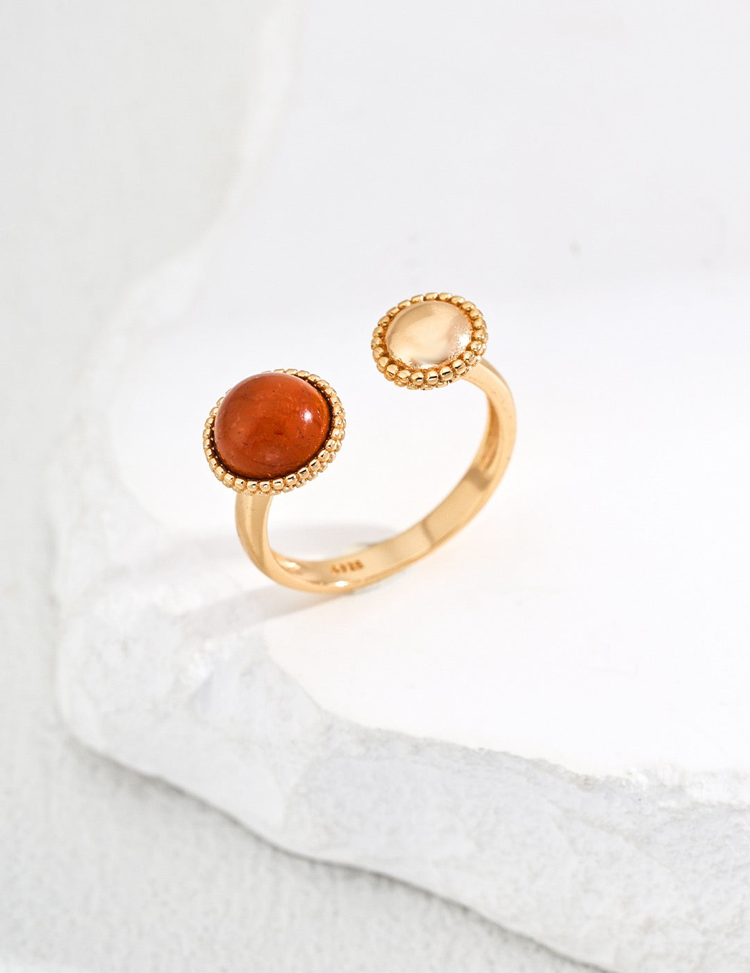 Golden Harmony Quartz Ring