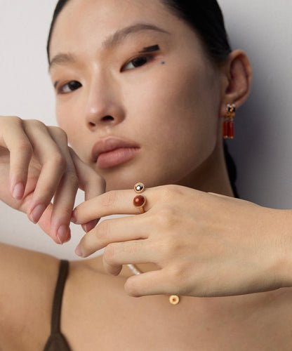 Golden Harmony Quartz Ring