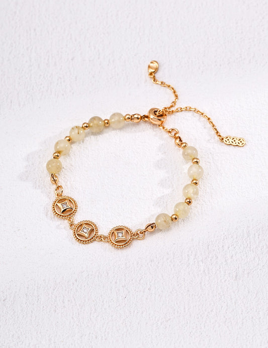 Lucky Glow Pearl & Golden Crystal Bracelet