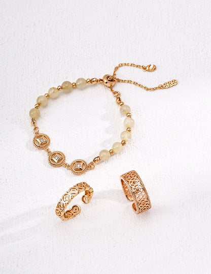 Lucky Glow Pearl & Golden Crystal Bracelet