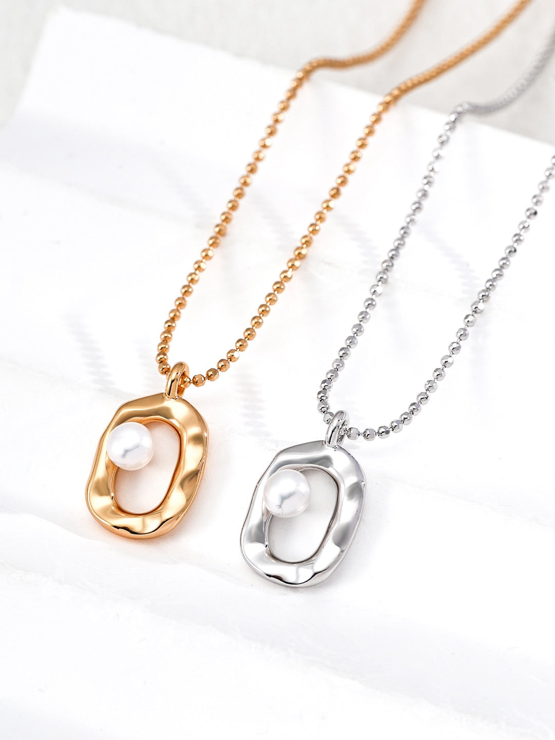 Organic Pearl Pendant Necklace Set