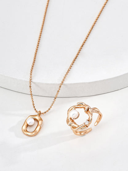 Organic Pearl Pendant Necklace Set