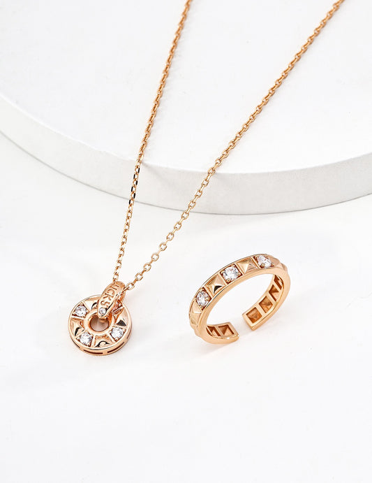 Lucky Wheel Pendant Necklace & Ring Set