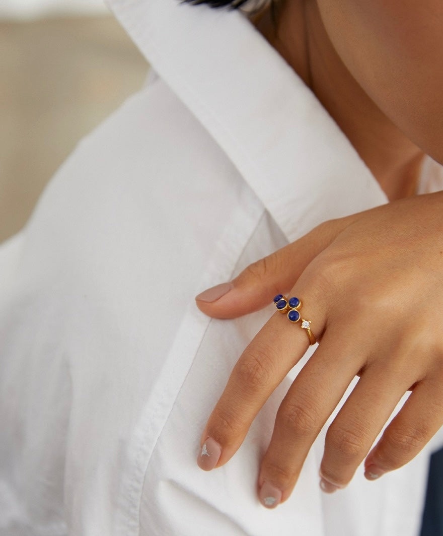 Midnight Bloom Lapis Lazuli Ring