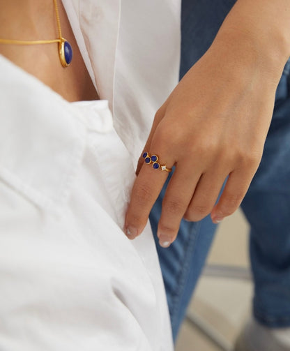 Midnight Bloom Lapis Lazuli Ring