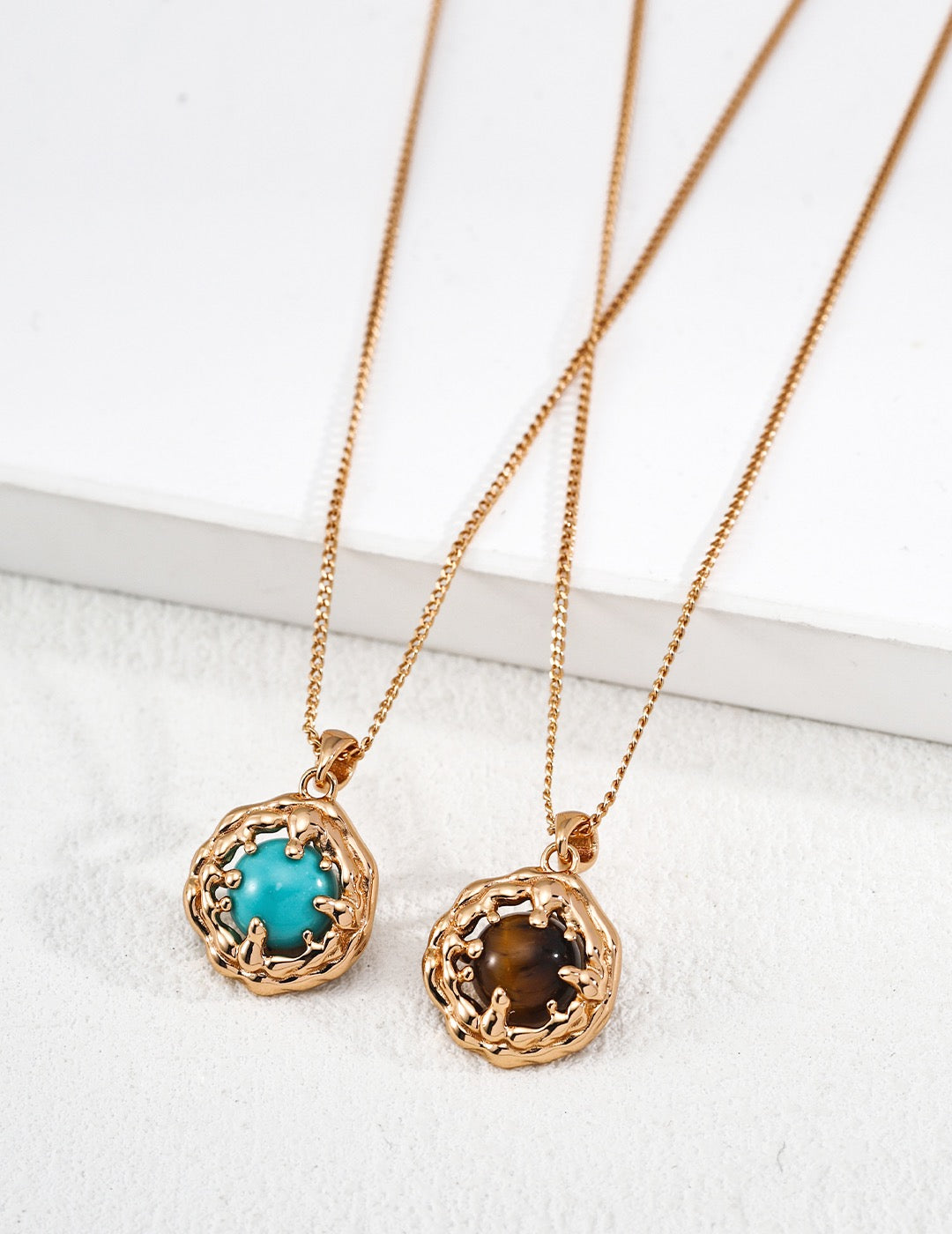 Vintage Turquoise & Tiger’s Eye Pendant & Earrings Set