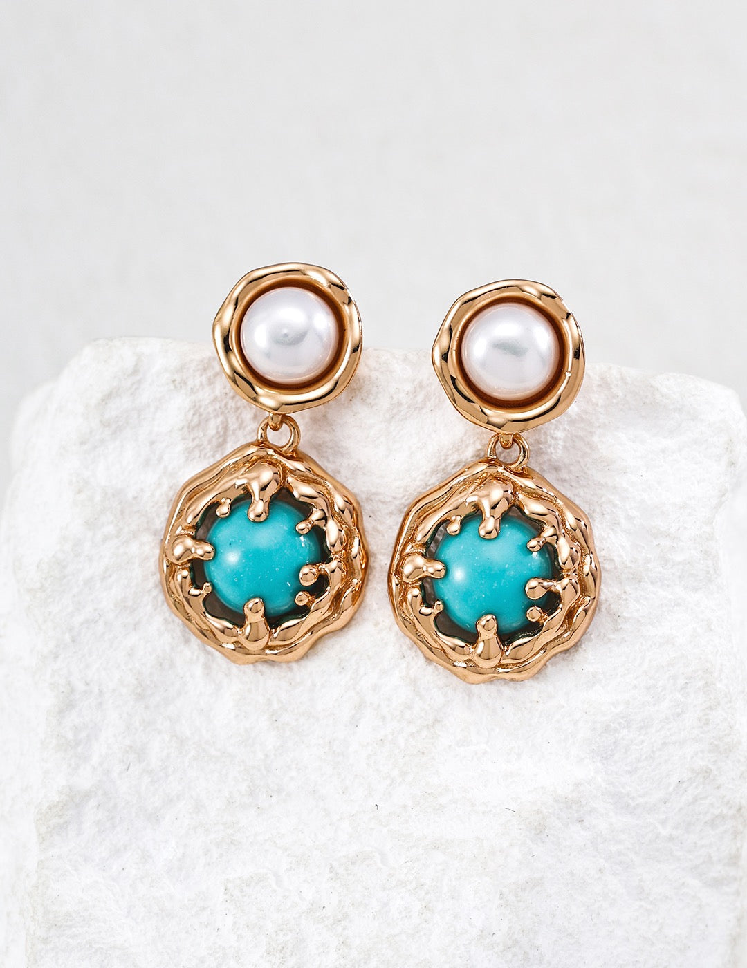 Vintage Turquoise & Tiger’s Eye Pendant & Earrings Set