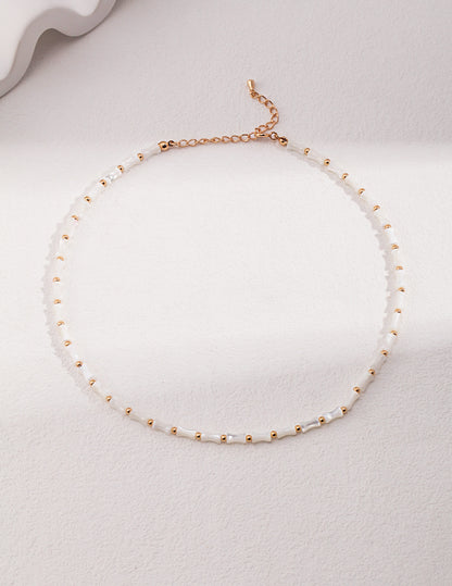 Ivory Gold Beaded Necklace & Bracelet Set