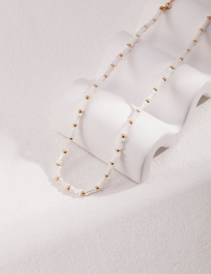 Ivory Gold Beaded Necklace & Bracelet Set