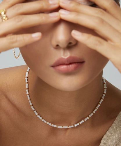 Ivory Gold Beaded Necklace & Bracelet Set